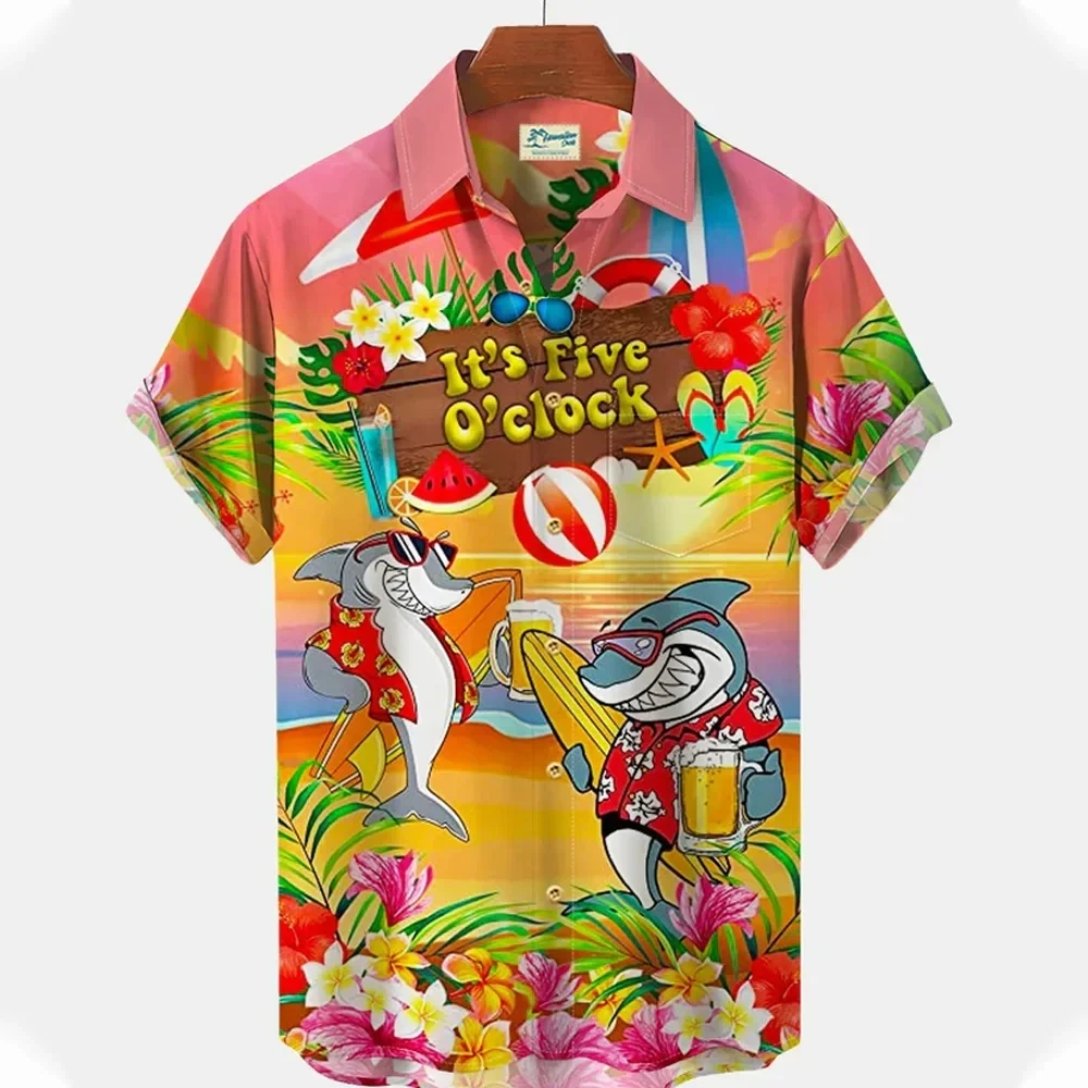 Parrot Hawaiian Shirt Men's Shirts Short Sleeve 3D Printed Animal Graphic Men's Clothing Blouse Beach Vacation Shirts Lapel