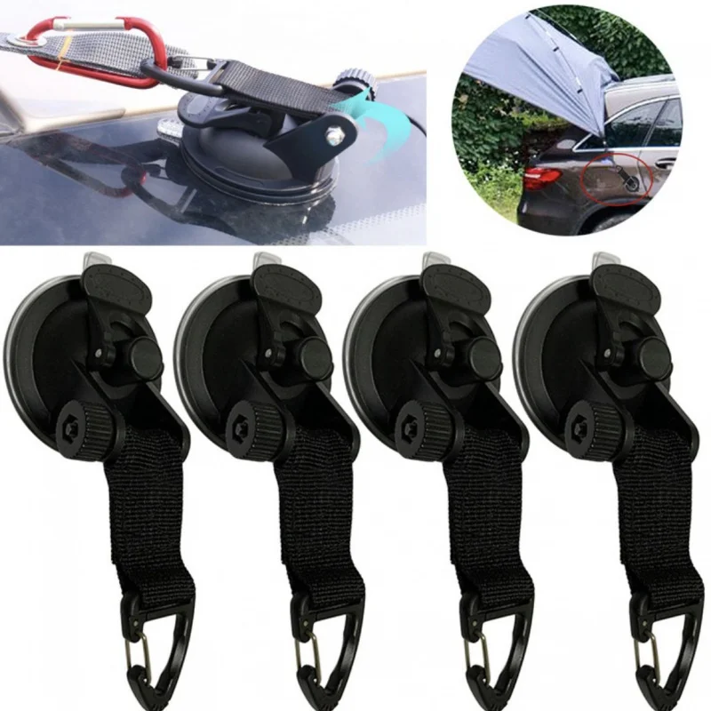

4PCS Summer Car Tent Heavy Outdoor Canopy Accessories Strong Suction Cup Climbing Button Carabiner Reuse