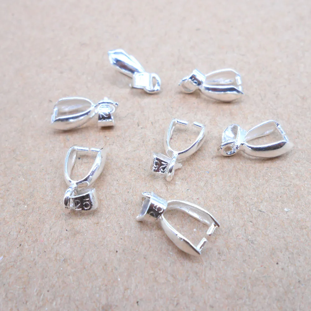 925 sterling silver Handmade Jewelry Findings 925 Stamped Silver Bail Connector Bale Pinch Clasp Pendant 10PCS Lot Size S-M-L