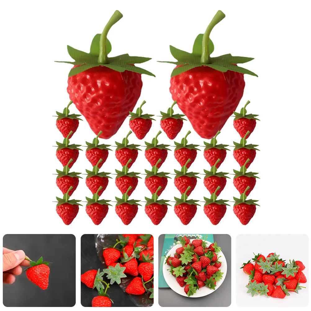 

40 Pcs Simulated Strawberry Fruit Ornament Kids Cognition Toy Fake Strawberries Miniature Things Toys Artificial