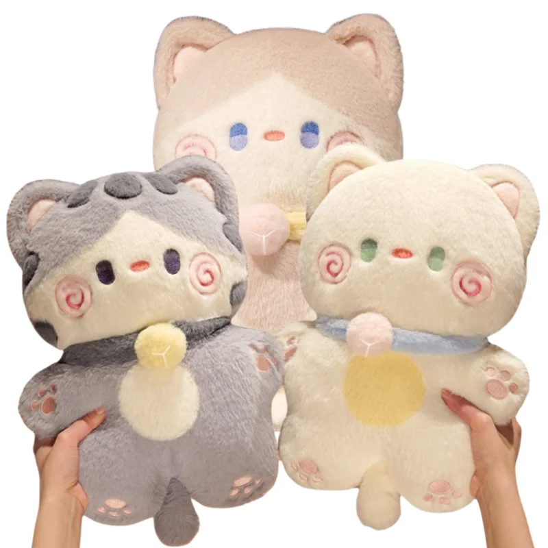 40cm Kawaii Cat Throw Pillow Kitten Plush Toy Stuffed Soft Bell Cat Accompany Dolls Sleeping Bed Decor Birthday Gift For Kids