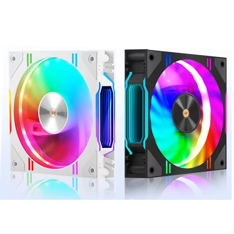 High-Performance Black Computer Case Cooling Fan with ARGB Lighting and PWM Control