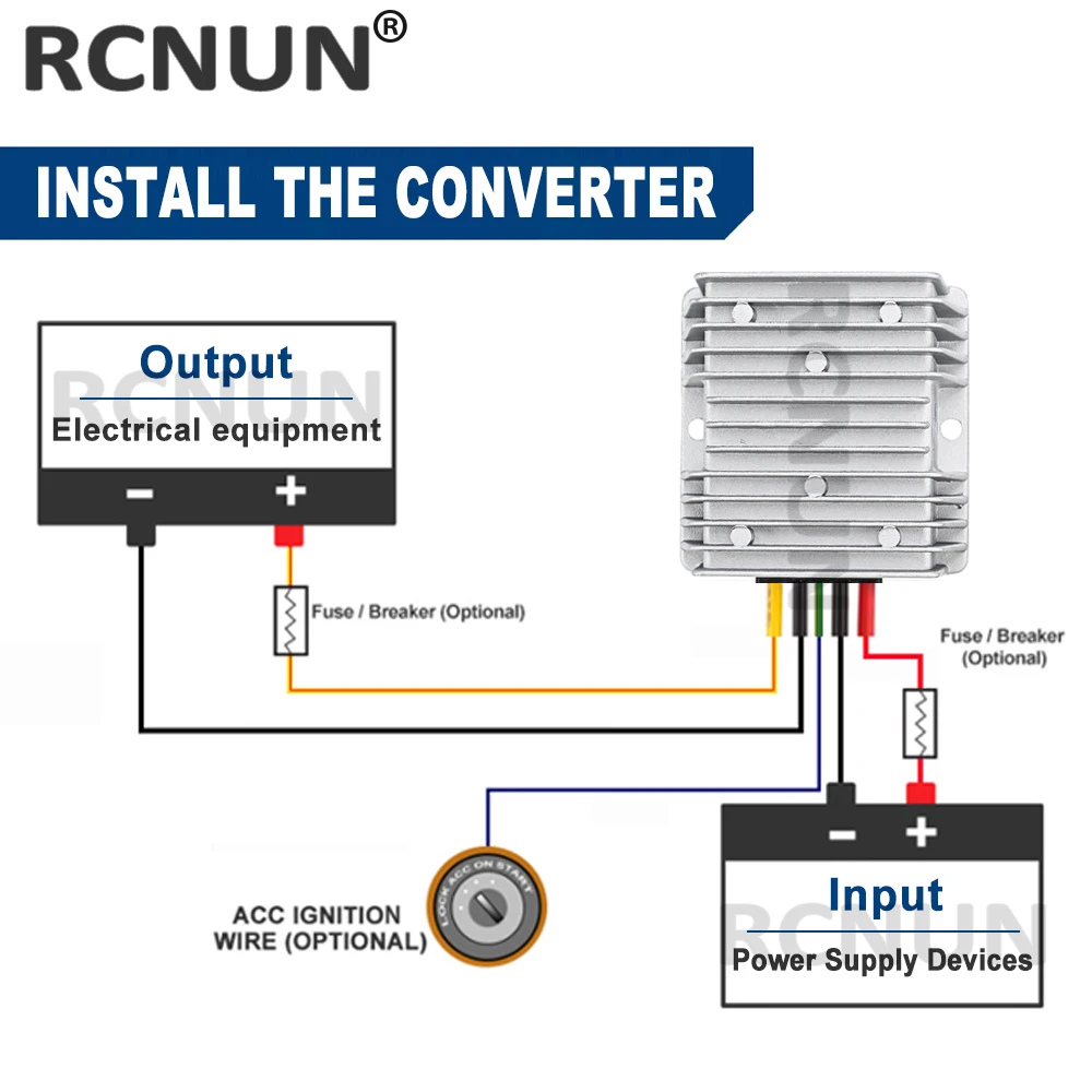 RCNUN 스텝다운 36V 48V 60V 72V 30-90V 24V 10A 20A DC-DC 벅 전압 레귤레이터 모듈 240W 480W 자동차 트럭 보트 전원 공급 장치