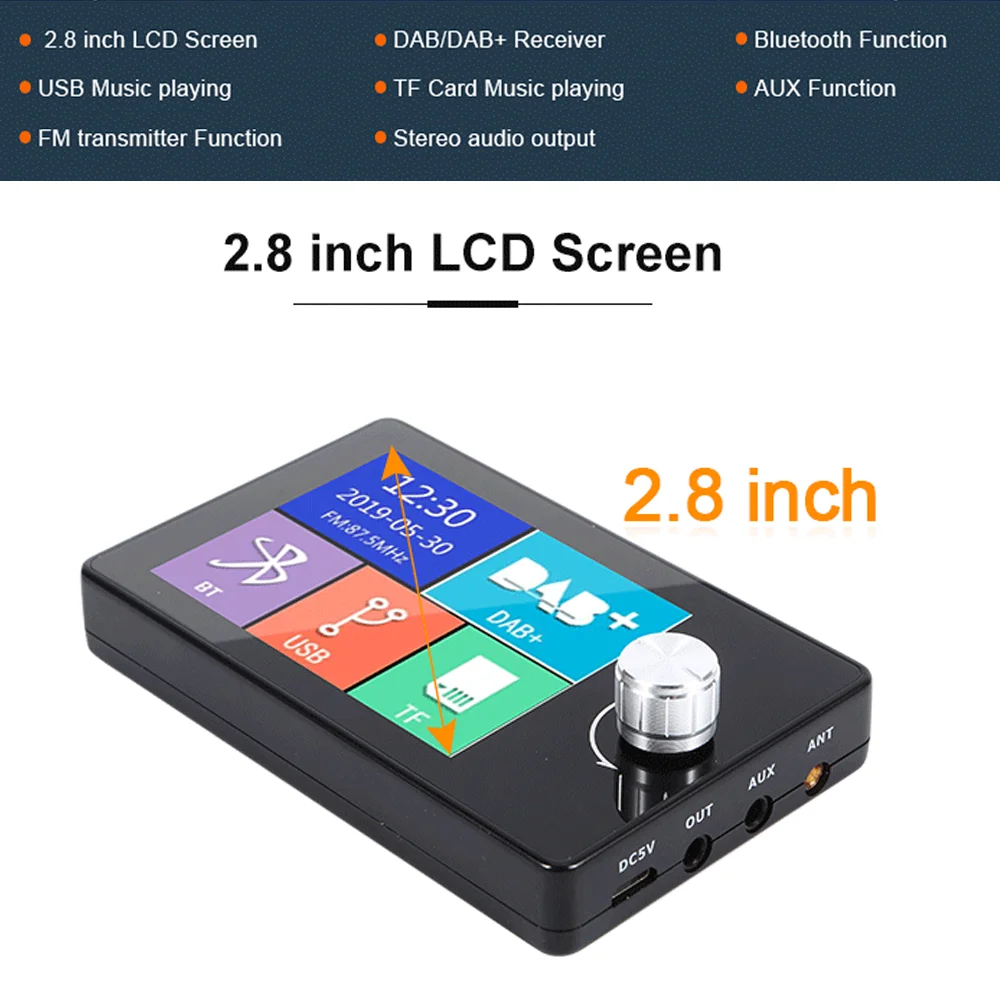 Car Multimedia Player 2.8 Inch Color Screen DAB/DAB+ Digital Broadcast Receiver For European Cars Video Display FM Transmitter MP3 Digital AUX