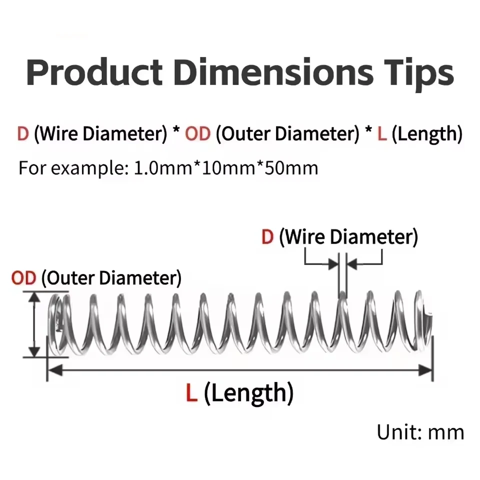 Micro Compression Spring 10Pcs/Lot 0.5mm/0.6mm/0.7mm Micro Small Compression Spring OD 4-12mm Length 5mm to 50mm Surgical Tools&Electronics Repair
