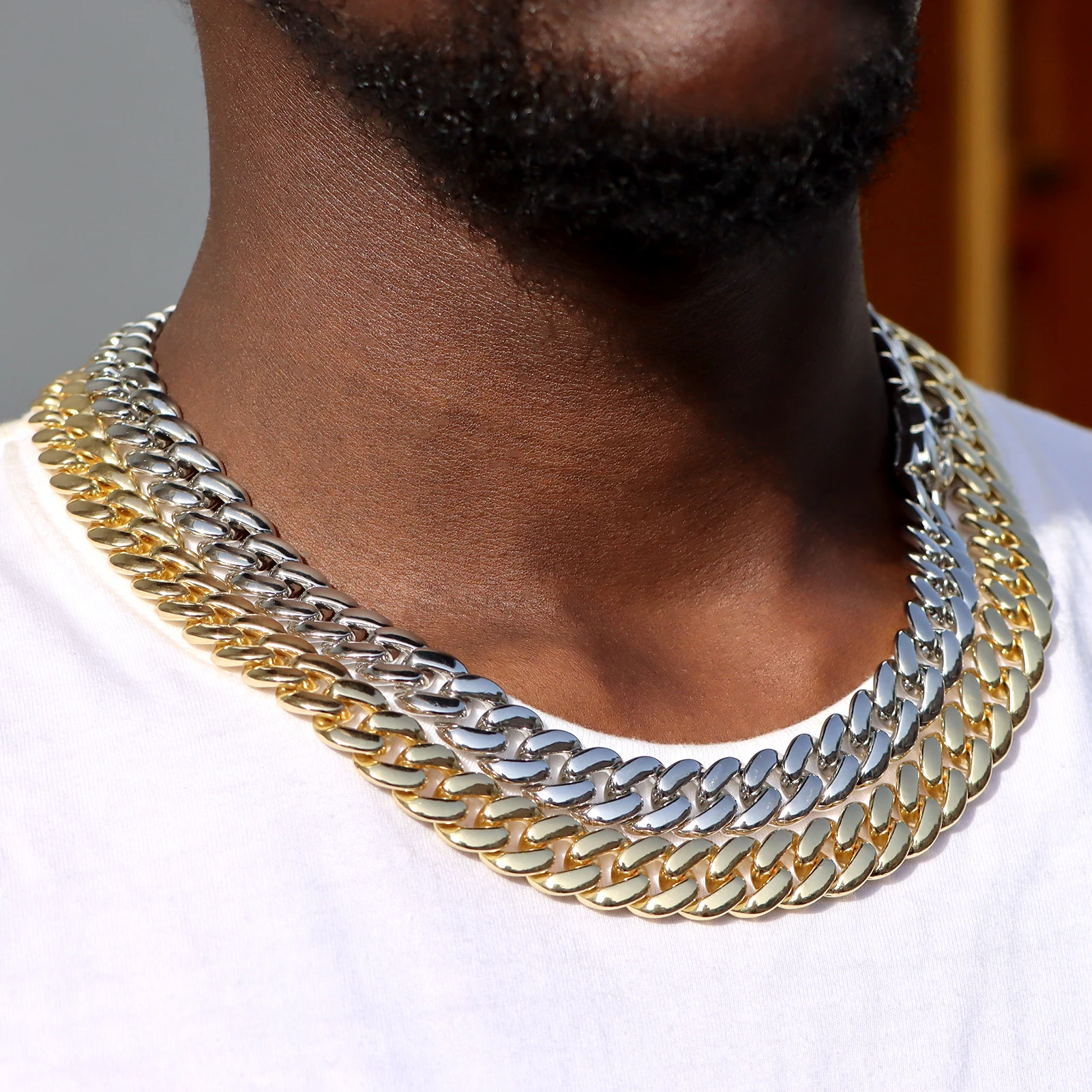 13mm Men Women Minimalist Gold Color Cuban Link Chain