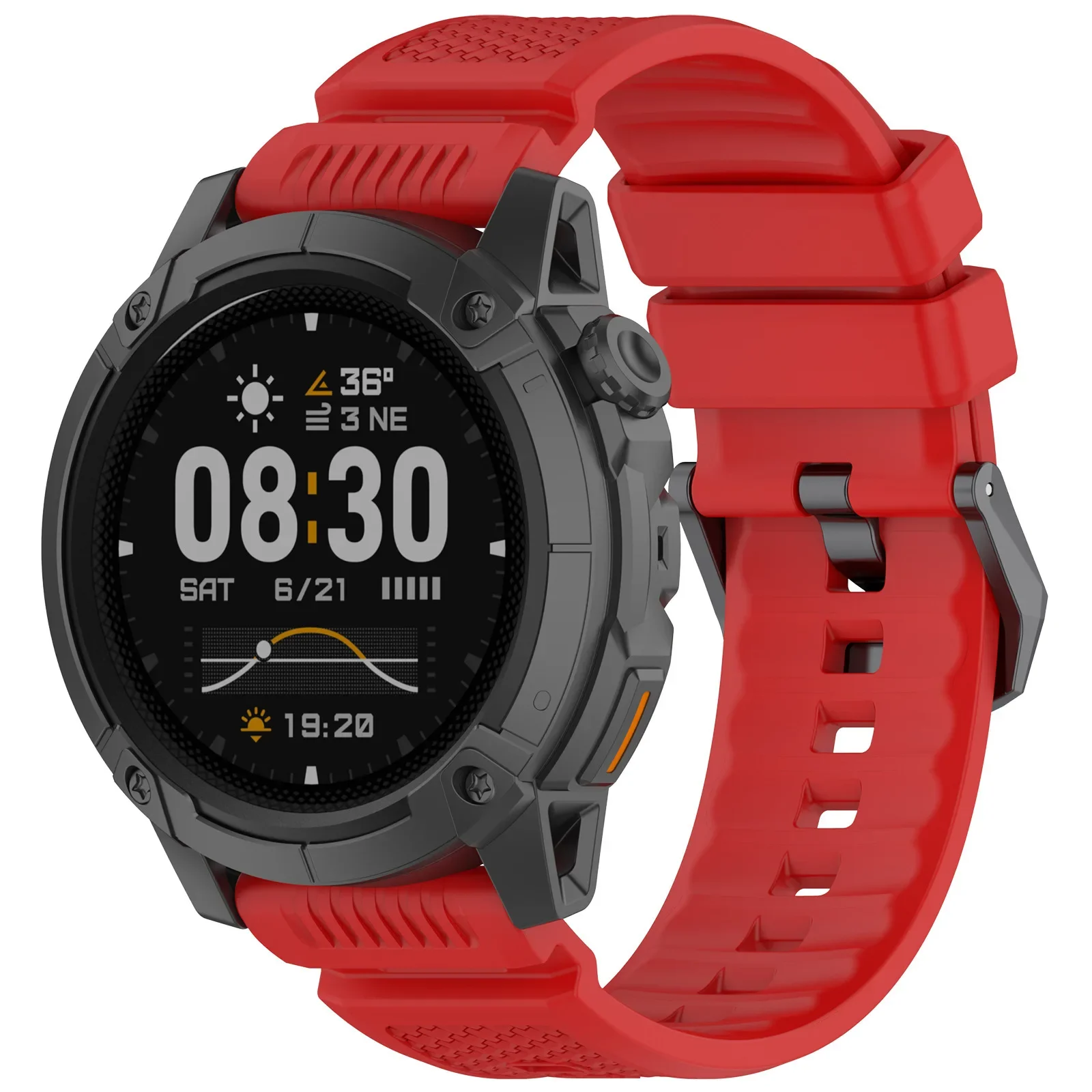 Durable 24mm Armor Silicone Strap - Adjustable Sports Replacement Band