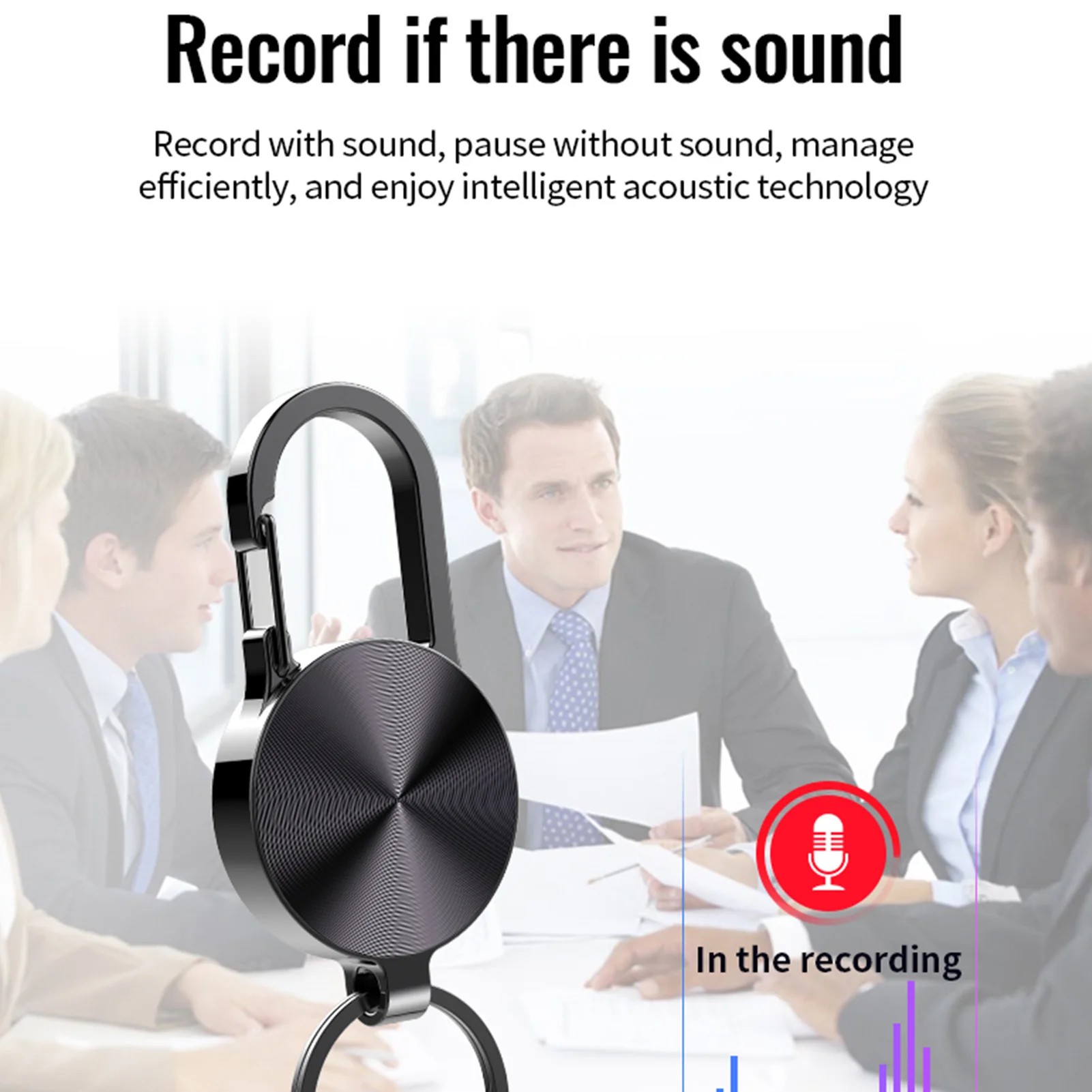 Small Voice Recorder Small Recorder HD Noise Reduction Voice Activated Keychain with MP3 Playback for Meeting Class