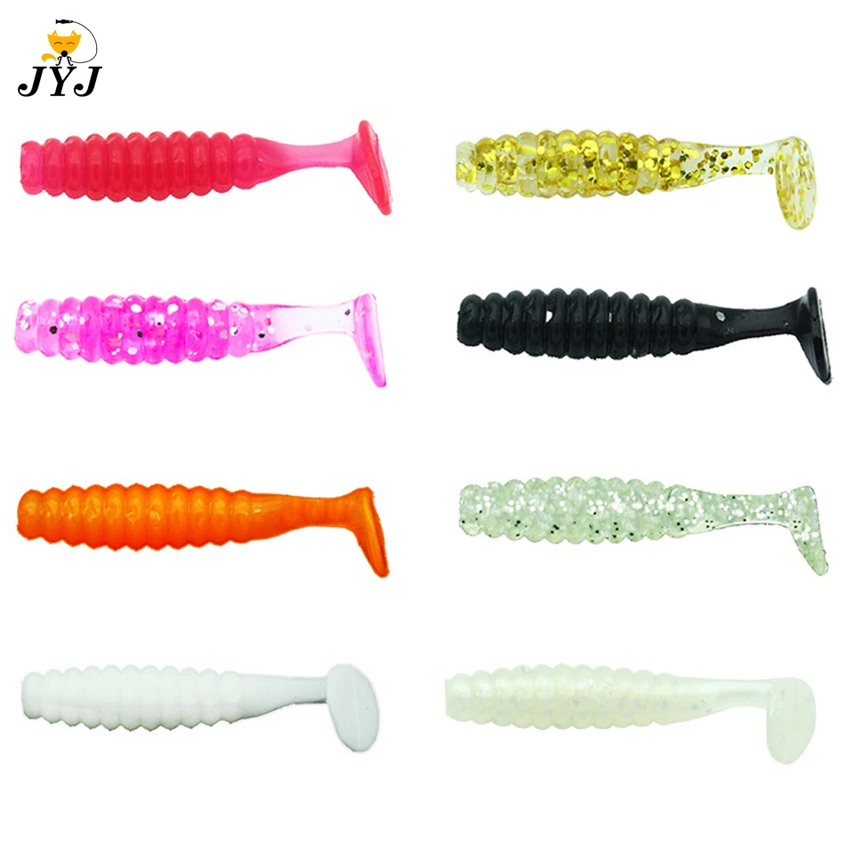 10pcs/lot New 4cm soft T tail bait 13 colors soft grub bait fishing lure  soft silica lure fishing baits grubs tackle small fish