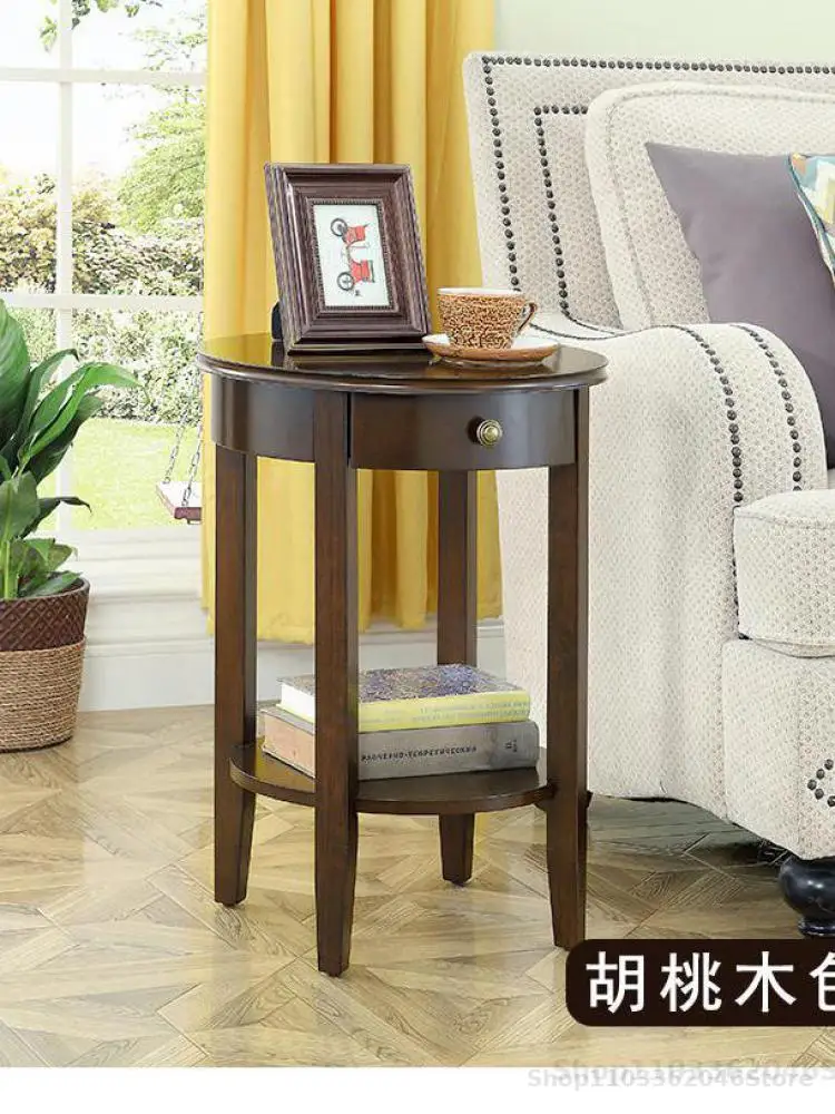 American Style Small Round Table Simple Corner Table Living Room Side Sofa Side Cabinet Coffee Mini Small Round
