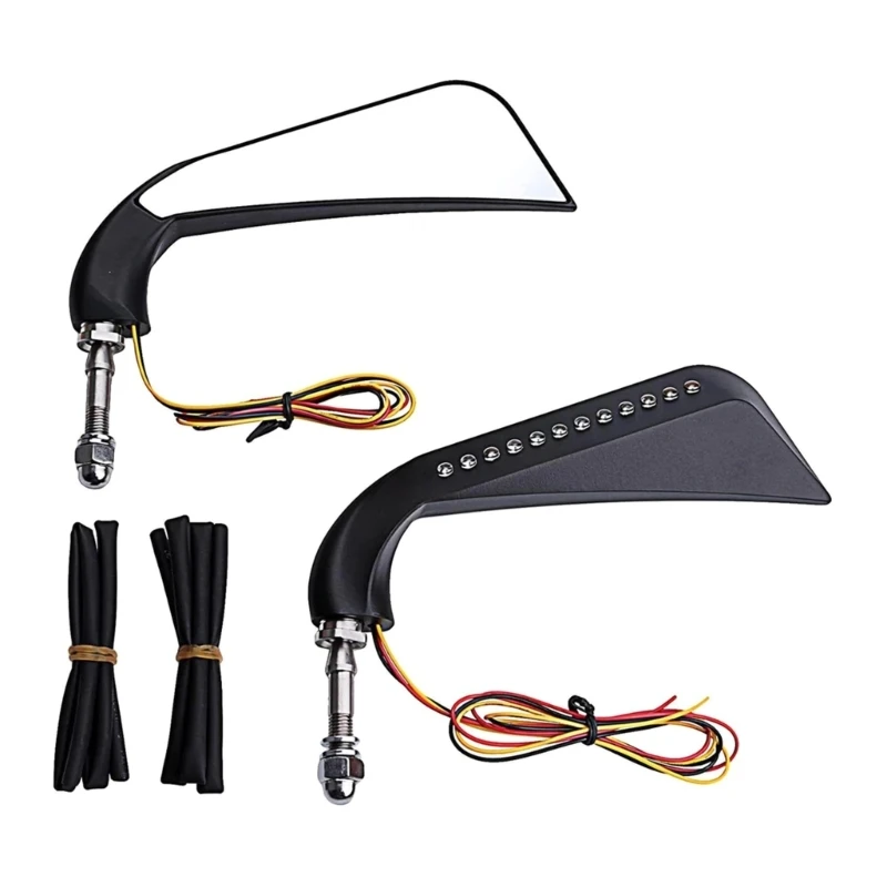 

Professionl Motorcycle LED Sickle Rearview Side Mirror with Turn Signal Light Motorbike Accessories suitable for 883