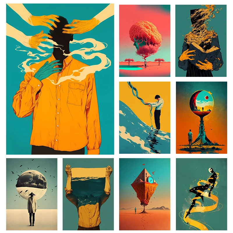 Surreal Modern Mindfulness Canvas Wall Art: Abstract Prints