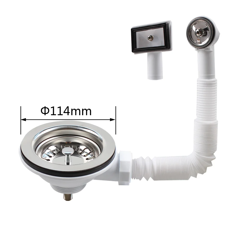 Talea Kitchen Sink Strainer 1&frac12;" (114mm) SUS304 Stainless Steel Plug Waste with Overflow Head with PVC Pipe XK186C059