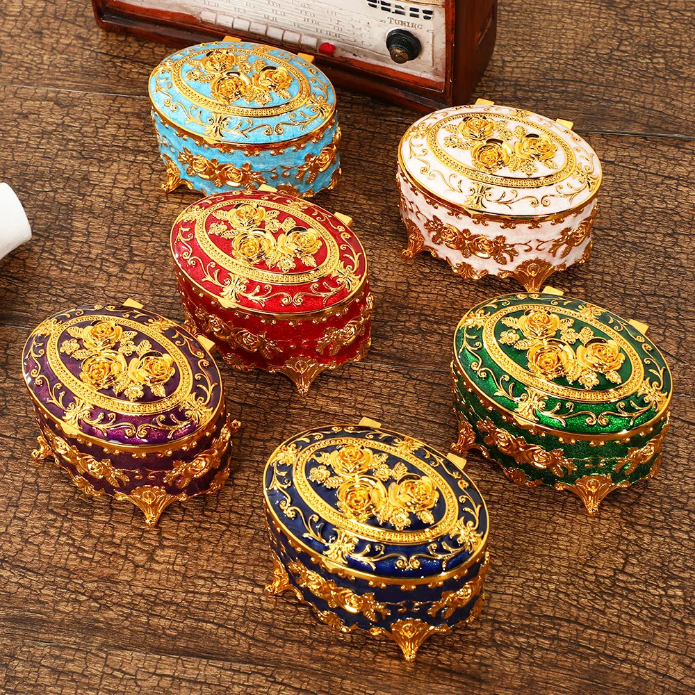 European Retro Jewelry Box Ornament Enamel Color Metal Storage