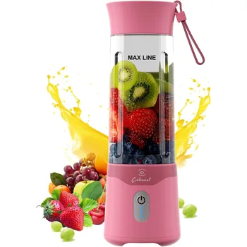 18oz Portable Blender, USB Rechargeable Personal Blender with 6 Blades for Smoothies & Shakes, Mini Juicer with Extra Handle Lid 1