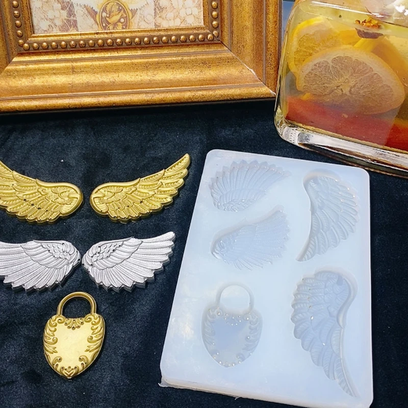 Crystal Epoxy Resin Mold Star Moon Face Angel Wing Silicone Mould DIY Crafts Decorations Making Tool
