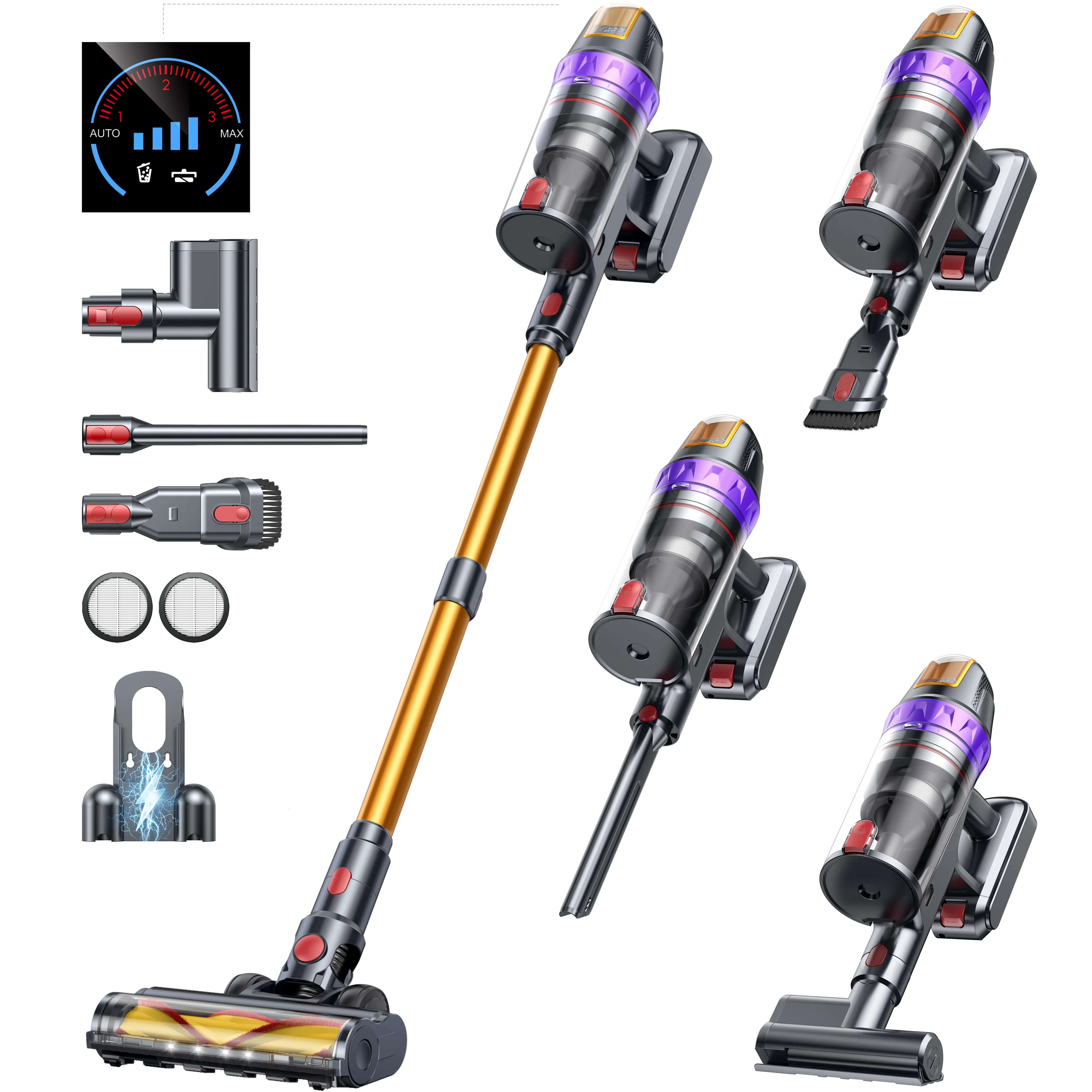 BUTURE VC90 600W 65KPA Suction Power Cordless Vacuum Cleaner Handheld smart Home appliance Removable Battery Mite removal brush 1
