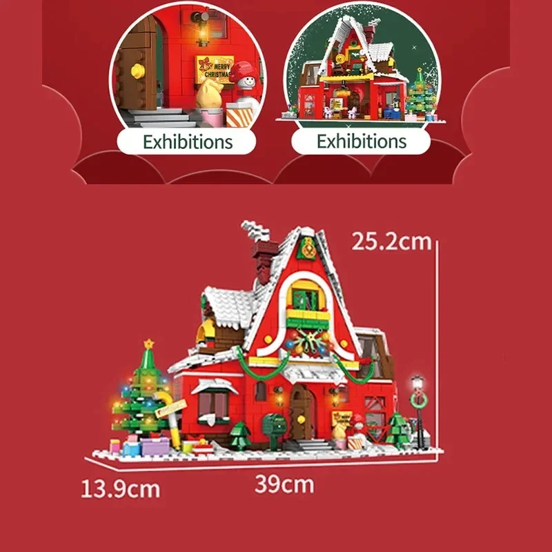 New City Creativity Winter Village Christmas House Christmas ART House Model Building Blocks Bricks Kids Toys Christmas Gifts - Bilde 5
