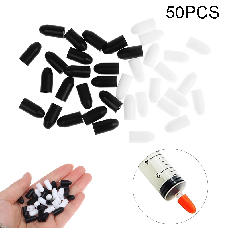 

50pcs/Set Food Grade Silicone Rubber Storage Cap Needle Cover Syringe Sealing Test Tube End Cap Sealing Head Gasket