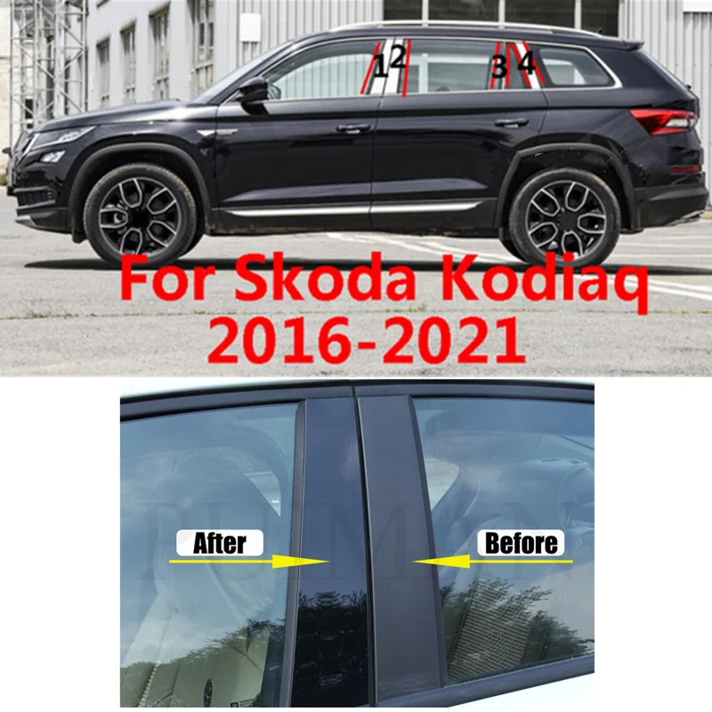 

8pcs/Set Car Door Window Pillar Post Covers Trim Sticker Accessories For Skoda Karoq 2017 2018 2019 2020 2021