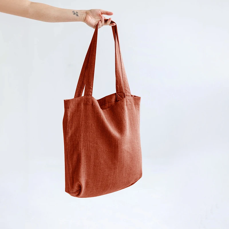 2023 Newly Cotton Linen Shopping Bags For Women Large Capacity Tote Shoulder Bags Eco Reusable Folding Portable Grocery Handbag