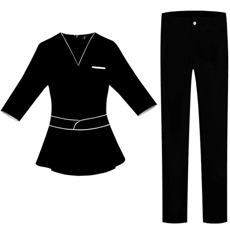Uniforme estetica estiva manica corta tuta da salone di bellezza spa da donna estetista abbigliamento hotel massaggio abbigliamento da lavoro tuta coreana - immagine 5
