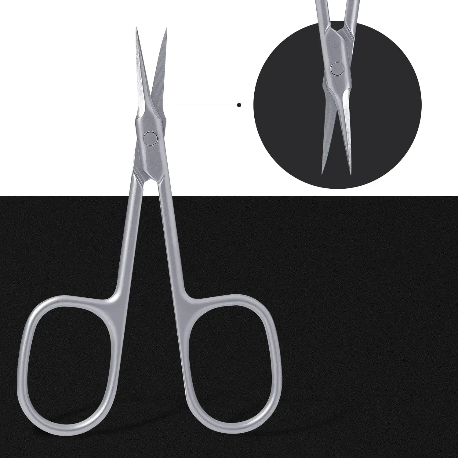 Cuticle Scissors Extra Fine Straight Curved Blade Scissors for Nails Eyebrow Eyelash Manicure Pedicure Beauty Grooming