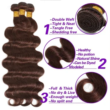 Malaysian Chocolate Body Wave Hair Weave Bundles 10-30 Inches Color 4 Virgin Human Hair Bundles Brown Body Wave Bundles 100G/Pc