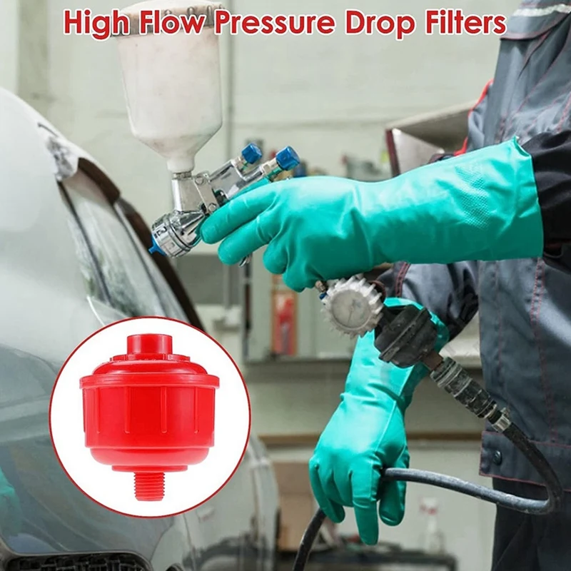 10 Piece Spray Tool Filter 58X68mm Mini Air-Water Filter Red Plastic High-Flow Tool