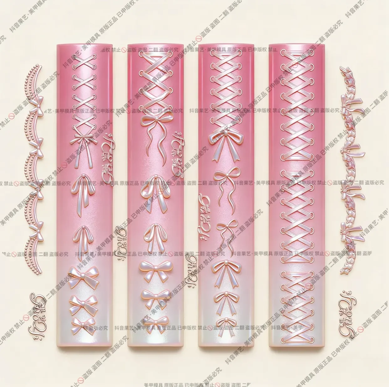 1pc 윙 딸기 보우 스커트 레이스 체리 베어 3D 아크릴 네일 몰드 네일 장식 손톱 DIY 실리콘 네일 스탬프 플레이트