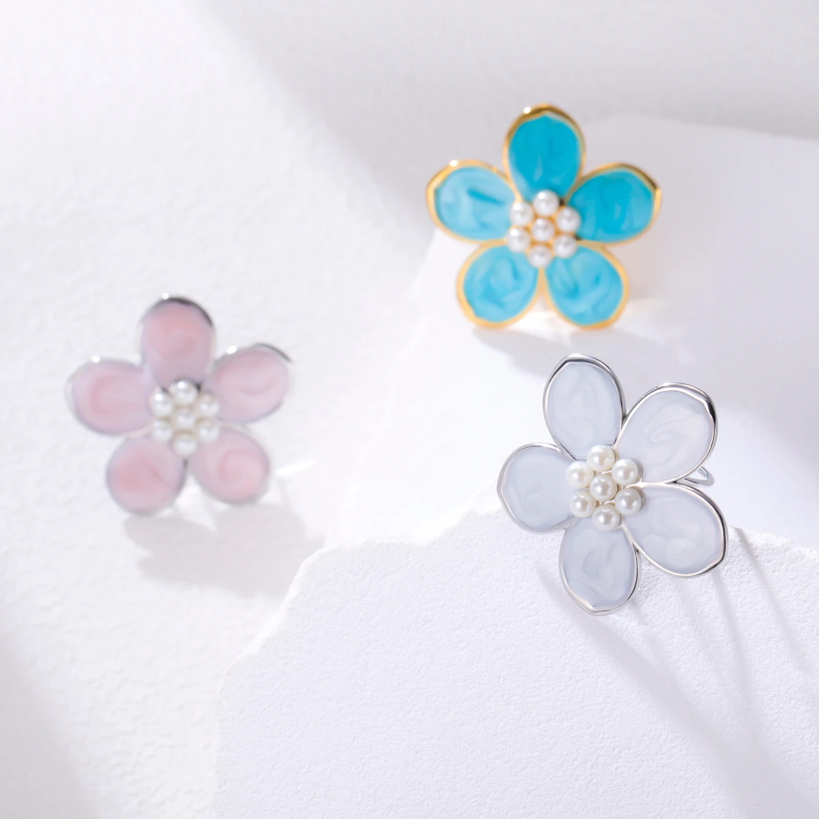 COOLTIME 1pc Bunte Tropf Öl Perle Blume Ring frauen Edelstahl Einstellbare Ring Mode Ästhetik Hochzeit Schmuck geschenk – Detail 17
