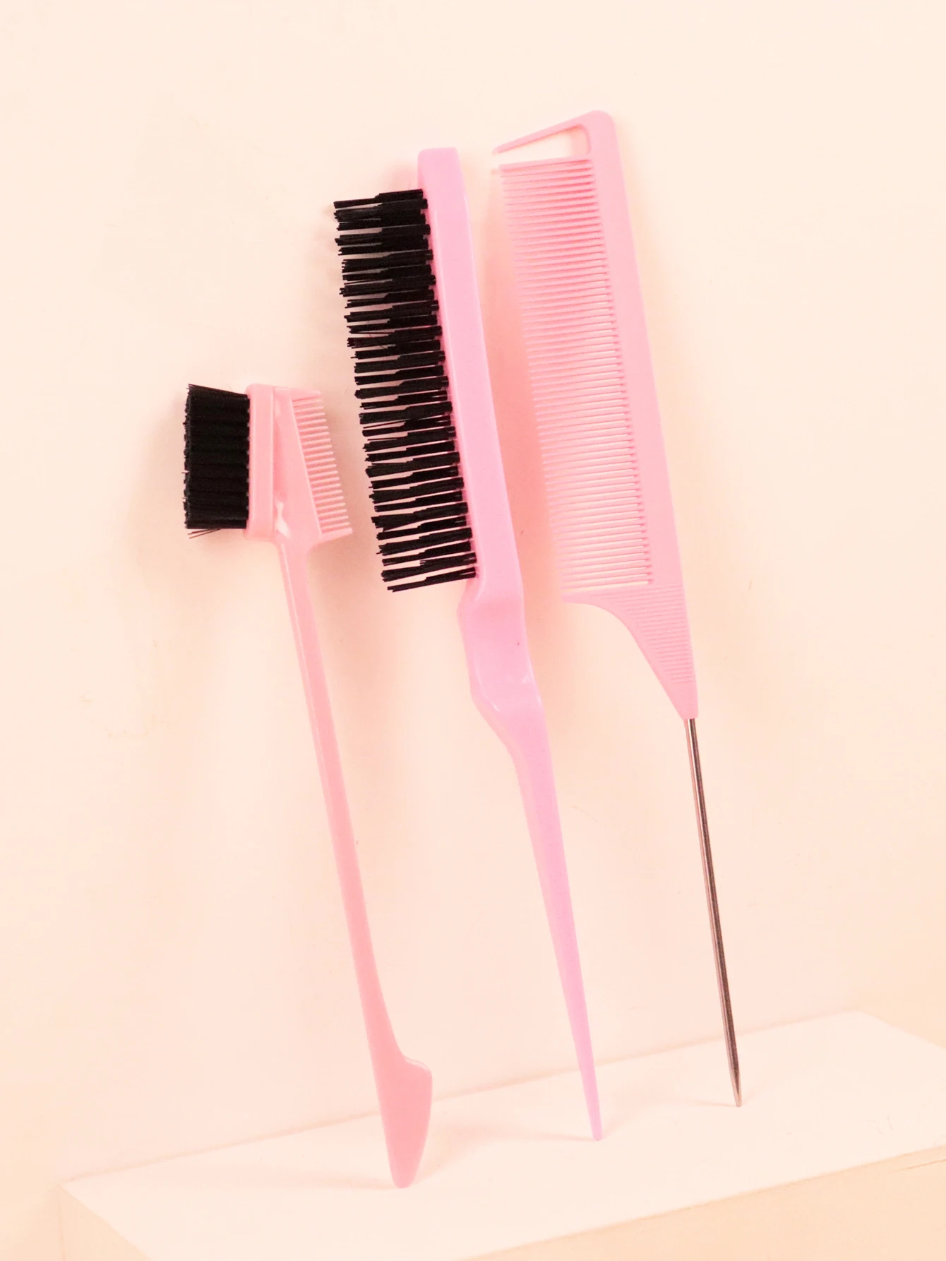 Hair Styling Comb Set Stainless Steel Ponytail Comb 3pcs For Real Wigs