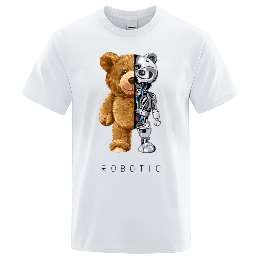 Playful Teddy Bear Graphic Oversized Streetwear T-Shirt - Men's Fashion Casual Summer Cotton Tee