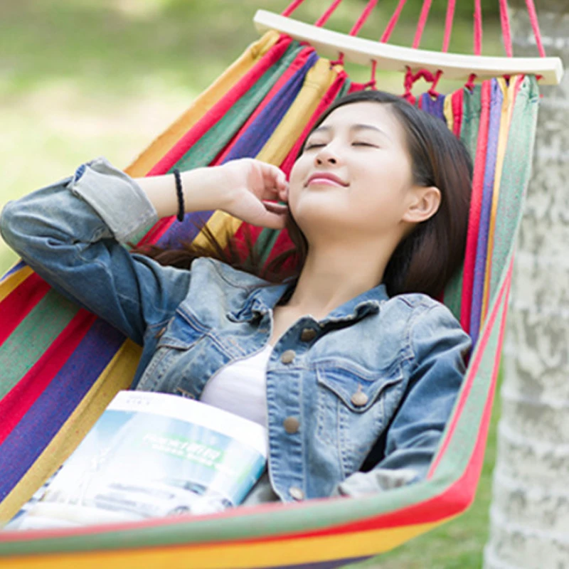Single Wide Thick Canvas Hammock Outdoor Camping Backpackaging Leisure Swing Portable Hanging Bed Sleeping Swing Hammock 3