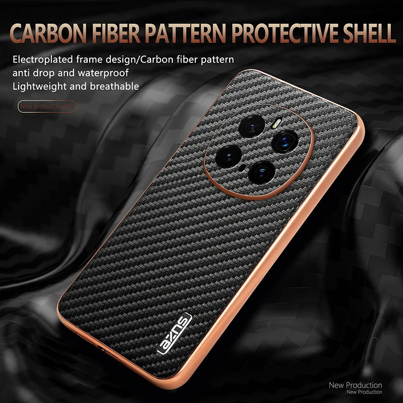 Luxury PU Plating Carbon Fiber Protective Back Cover Case for Huawei Honor Magic Series