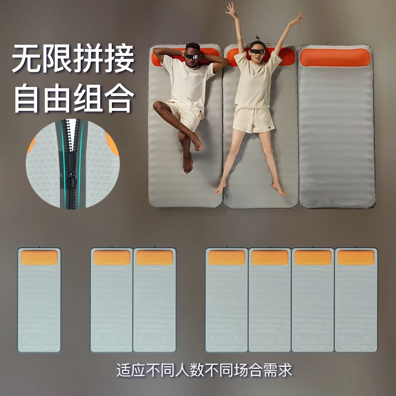 Inflating Air Mattress Camping Bed Double-Sided Waterproof For Indoor Floor Outdoor Tent Sleeping With Built-in Pump Storage Bag