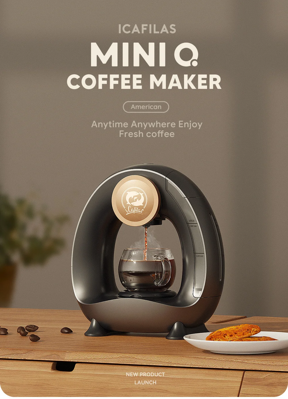 

240ml iCafilas 2 in 1 Capsule Home Coffee Maker American Coffee Dripping Machine K-cup Capsules Tea Powder Automatic Brew커피메이커