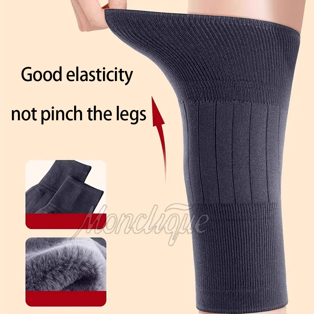 Thickened Warm Knee Pads Windproof Coldproof Velvet Winter Elastic Legs Knee Sleeve Unisex for Fitness Running Office Workers