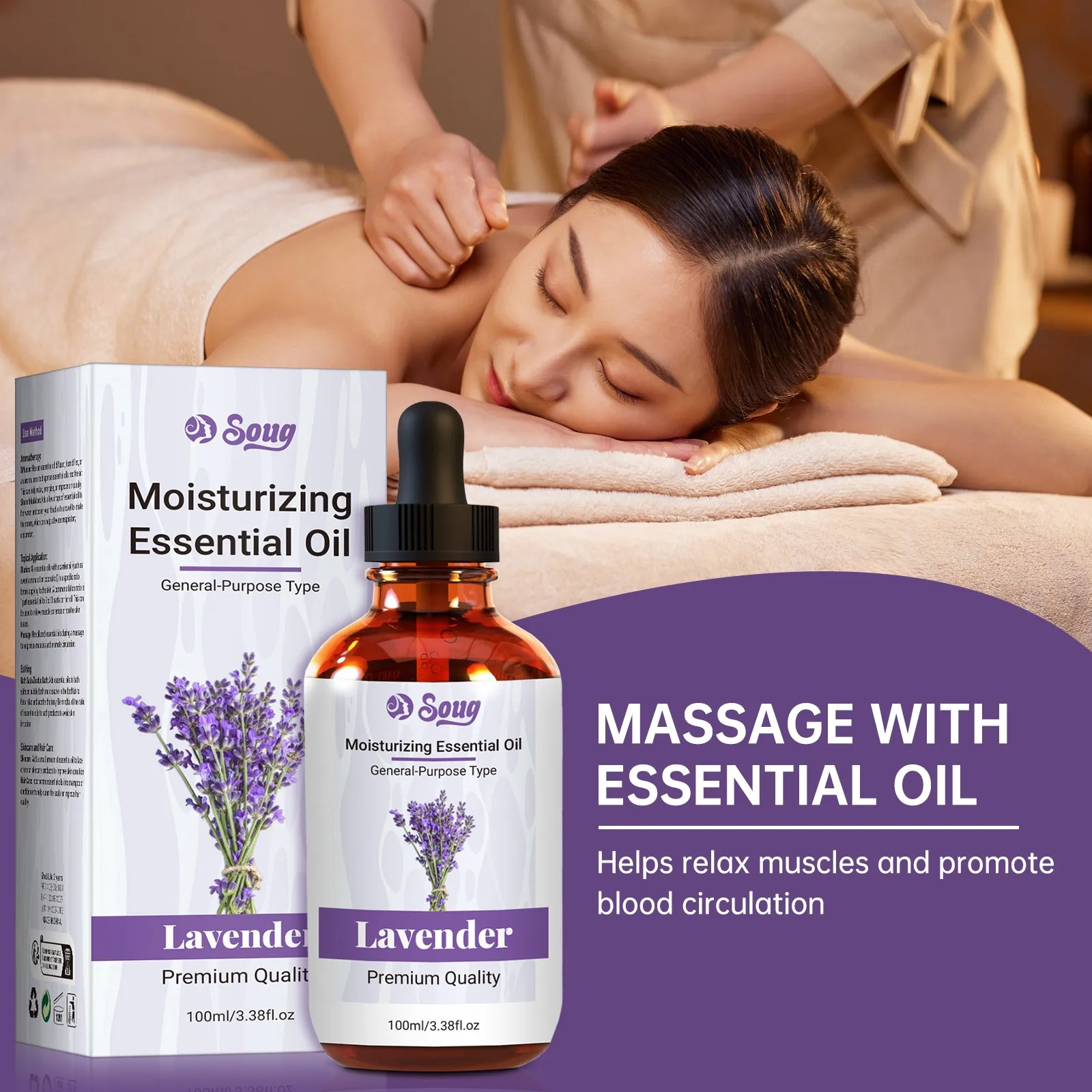 Lavender Massage Oil Moisturizing Fine And Firming Facial Skin Softening And Skin Beautifying Serum 100ml For Women lavender massage oil