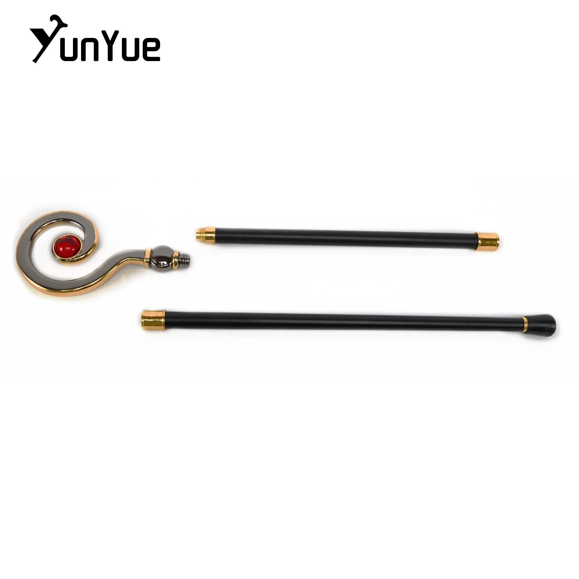 Vintage Black Gold Ruby Scepter Walking Cane Gentleman Collections Elegant Walking Stick Cosplay Photography Props Party Cane 93