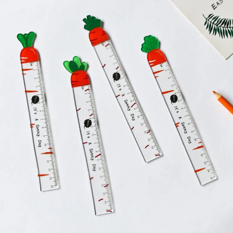 Kawaii Simple Transparent Carrot Cactus Plastic Ruler Measuring Straight Ruler Tool 1 Pcs Lytwtw's Student Gift Stationery
