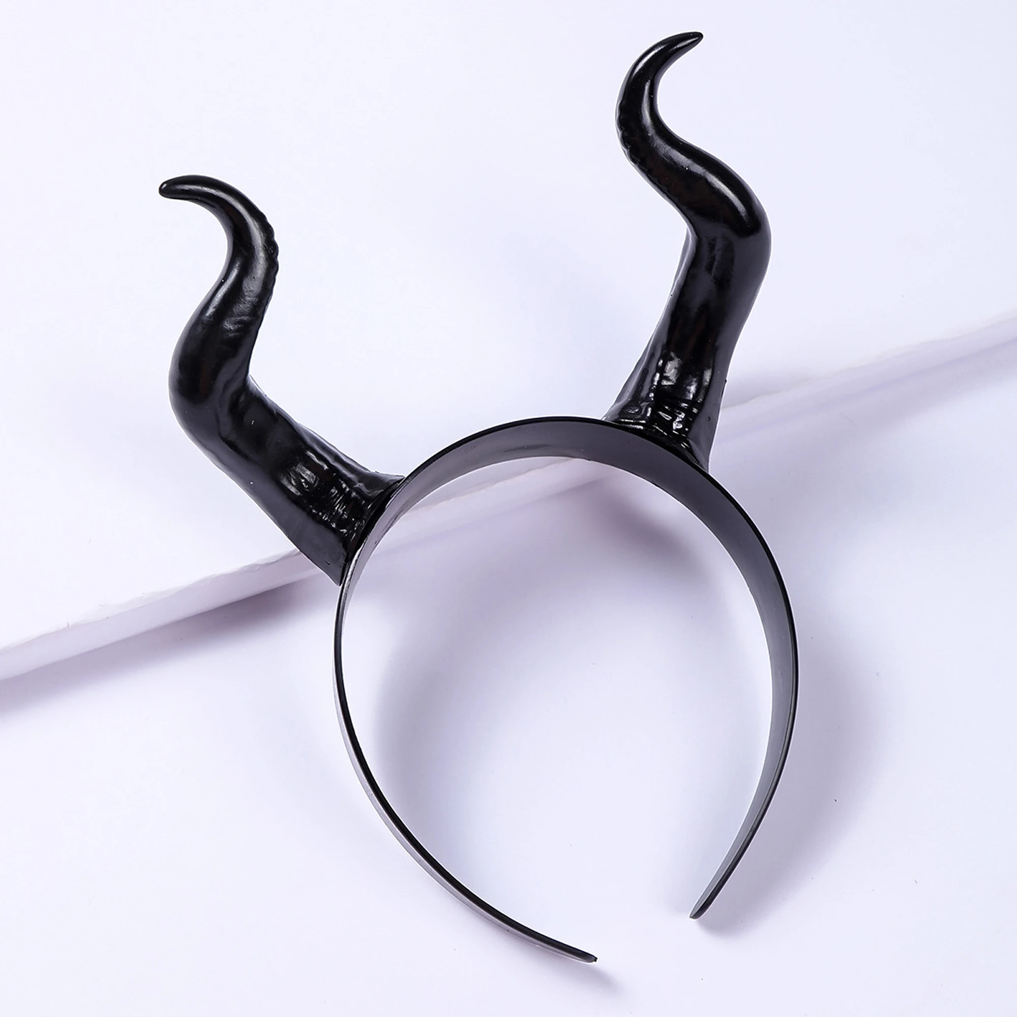 Black Devil Horns Headband Gothic Cosplay Hair Hoop Halloween Hair Accessories for Costume Party Dress Up Makeup Hairdress