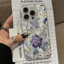 Vintage Floral Artistic Phone Case - Shockproof Laser Design - iPhone 16 Pro Max (A)