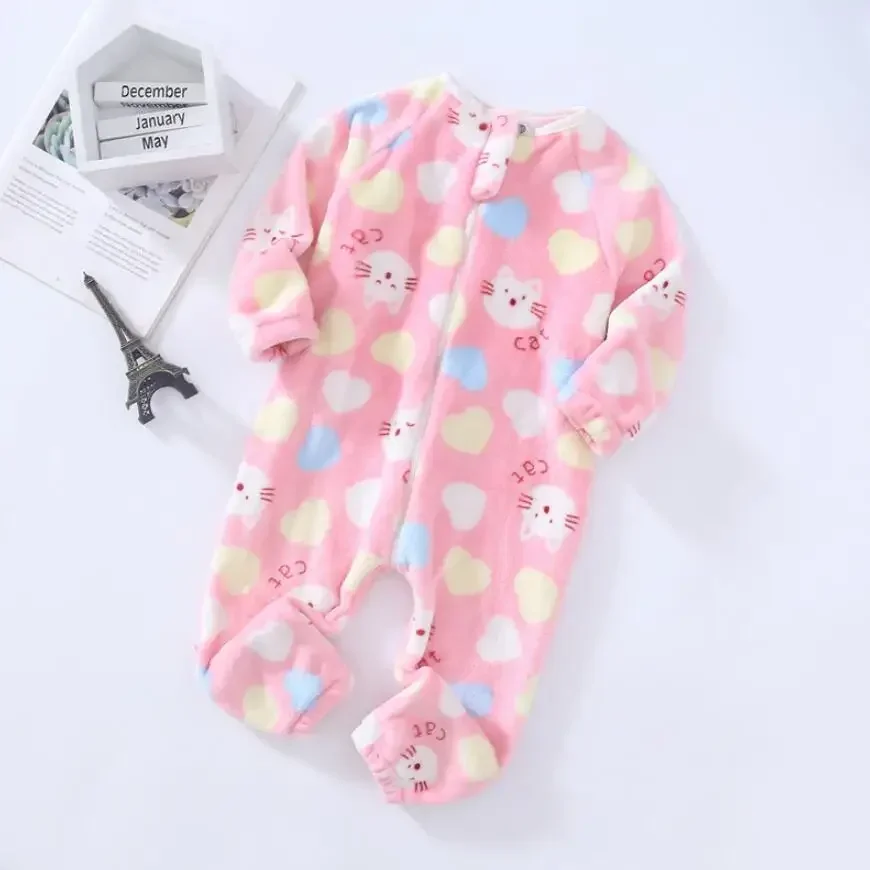 Winter Baby Pajamas For Boys Girls Thick Warm Pajama Autumn Children Flannel Onesies Jumpsuits Kids Cartoon Blanket Sleepwear