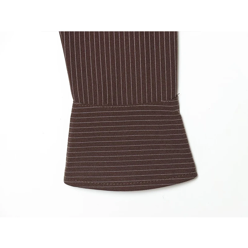 Chic Fashion Stripe Cropped Shirts for Women 2026 New Long Sleeve Shoulder Pad Women's Casual Shirt And Blouse Woman Tops