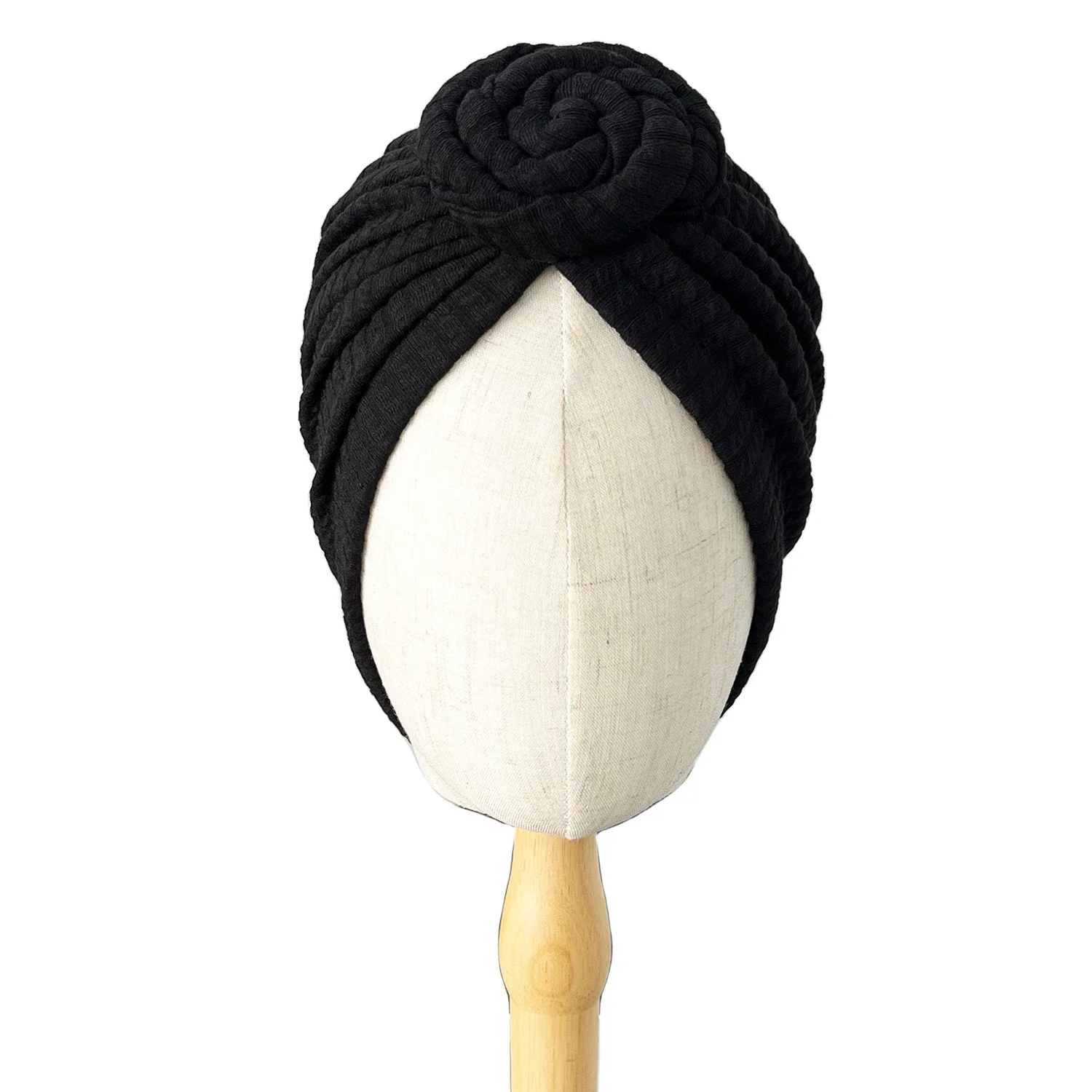African Women Turban Top Knot Flower Decor Headwrap Elegant Pleated Beanies Headscarf For Women Cap Solid Color India Hat Muslim 4
