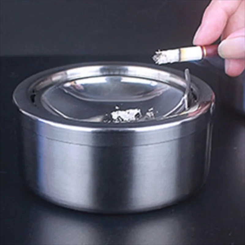 Portable Stainless Steel Windproof Ashtray Rotating Black Sticky Skin Model Rotating Ordinary Cigarette Ashtray Push Smoking Set portable ashtray stainless steel ashtray metal ashtray