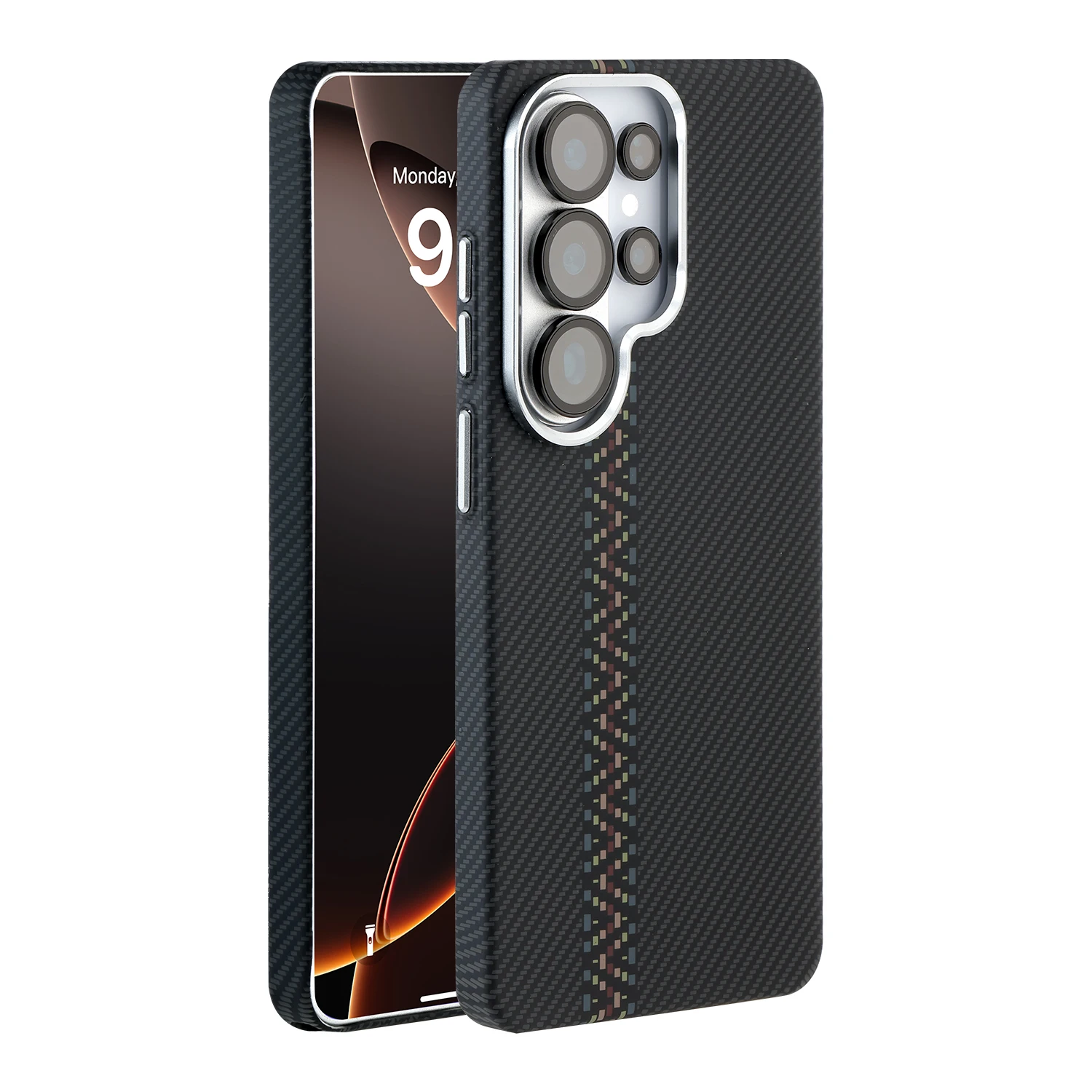 Luxurious Carbon Fiber Magnetic Armor Case with Wireless Charging Compatibility & Shockproof Protection