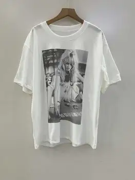 white graphic print t-shirt women round neck short sleeve 2025 cotton summer tshirt tee tops female new 1