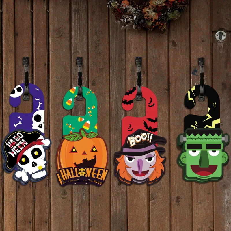 

Halloween Door Handle Pendant Ghost Festival Witch Pumpkin Bat Decoration Doorplate Home Holiday Party Scene Layout Supplies